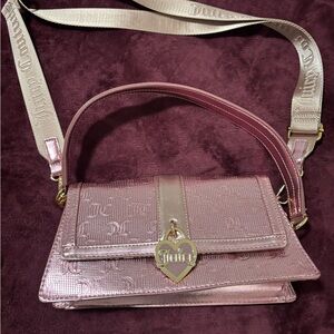 Juicy Couture Metallic Pink Crossbody with Heart Pendant